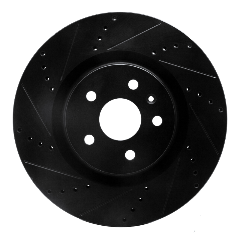 Buick Regal Brake Rotor (1) - Front Left - R1 Concepts - Drilled & Slotted - Black - `09-`17